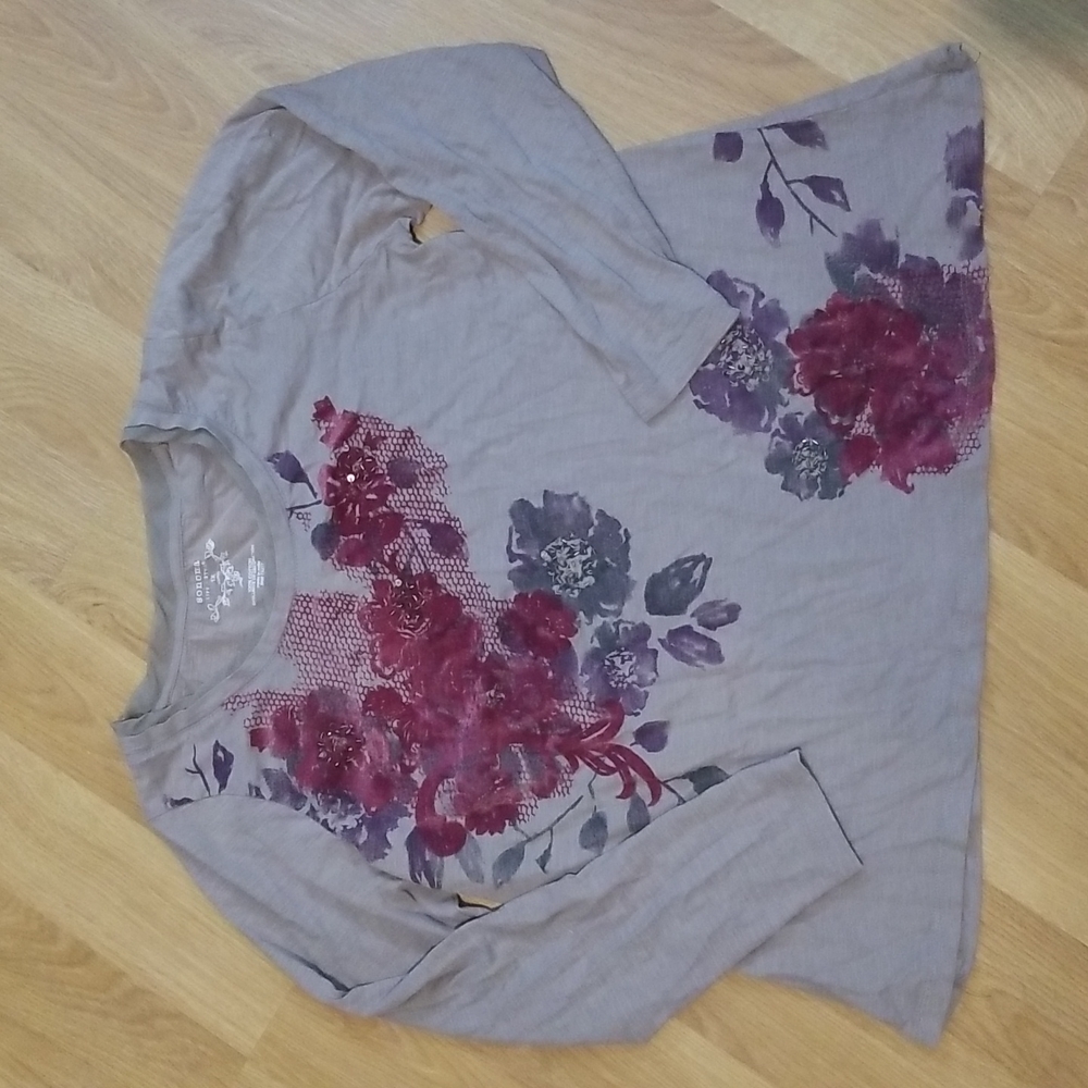 Sonoma Life+Style womans long sleeve floral shirt 1X